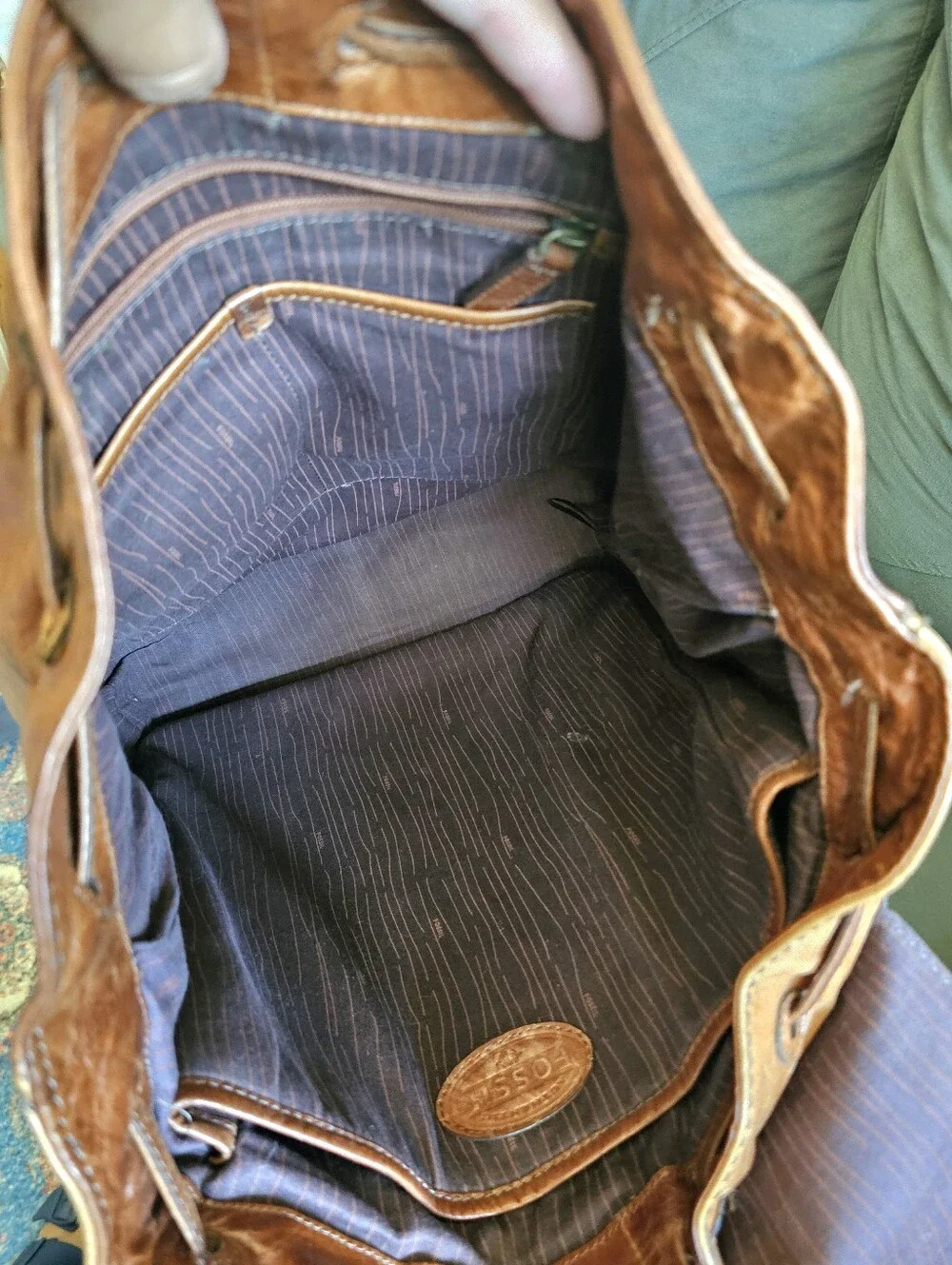 Vintage Fossil Chestnut Brown Leather Backpack